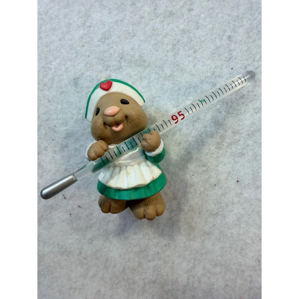 Hallmark Keepsake Ornament 1995 Christmas Fever Bunny Nurse Thermometer QX5967